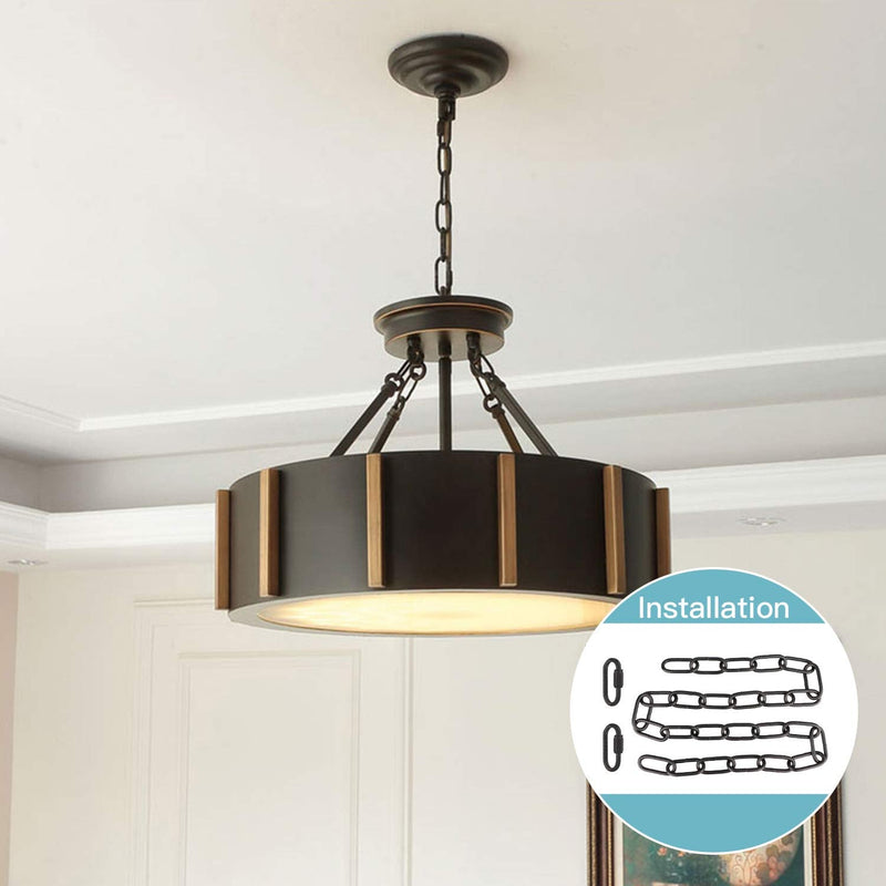 Lighting Chain, 6 feet Black Lighting Fixture Chain, Metal Chandelier Chain Extension, Pendant Lamp Fixture Chain with Connection Locks, Heavy Duty Chandelier Chain for Hanging Light(6' - Black) - NewNest Australia
