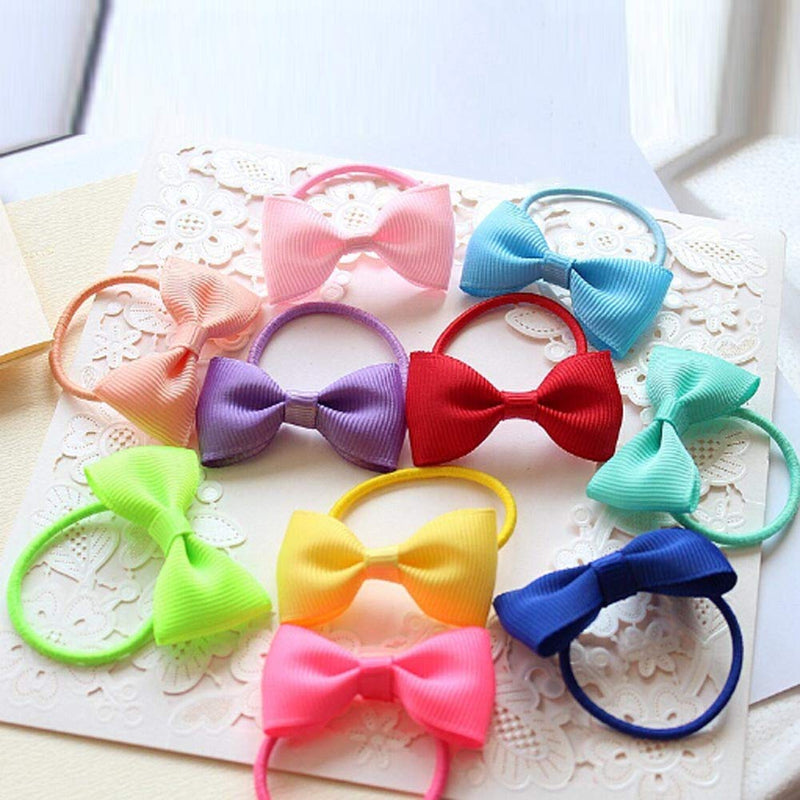 Baby Hair Ties with Bows for Toddler - 2 Inch Elastic Ponytail Holders Small Hair Ties For Baby Girls Infants Hair Accessories 40 Pieces hair tie 40p -a - NewNest Australia