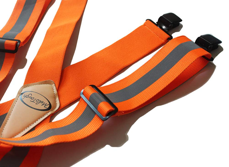 Work Suspenders|Reflective Suspenders Safety Hi Viz Suspenders with Orange 2" Wide Adjustable Webbing and Elastic Braces X Shape with Very Strong Clips - Heavy Duty Suspenders(Hi Viz Orange) - NewNest Australia