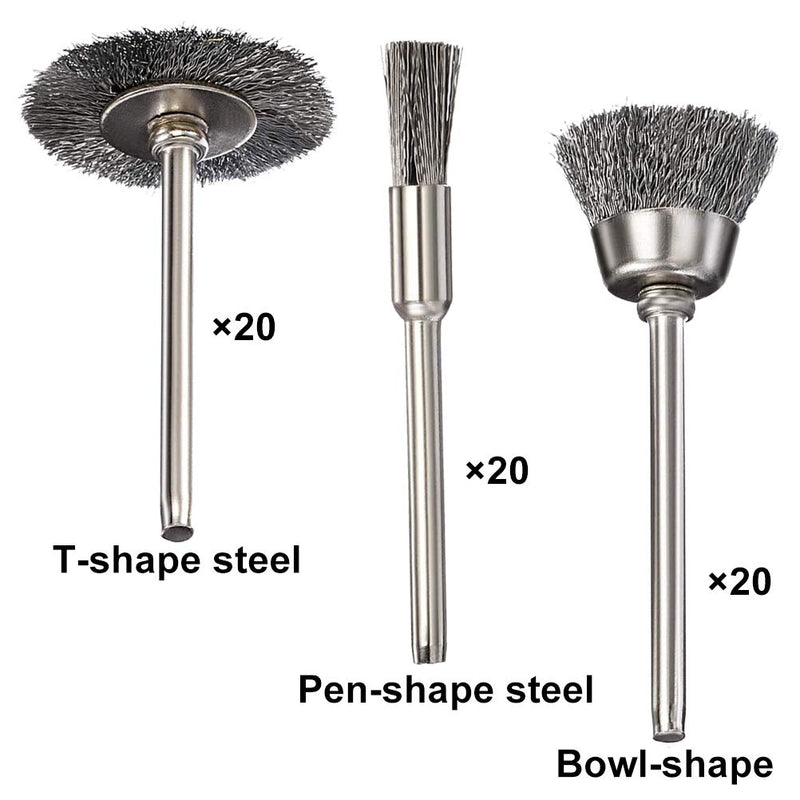 60 Pieces Wire Cup Brush Set,Vankcp Power Rotary Tool Buffing Wheels Small Wire Brushes Set for Drill Grinder Rotary Tools - NewNest Australia