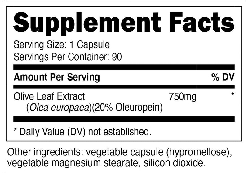 Nutricost Olive Leaf (20% Oleuropein) 750 MG, 90 Capsules - Non-GMO, Gluten Free - NewNest Australia