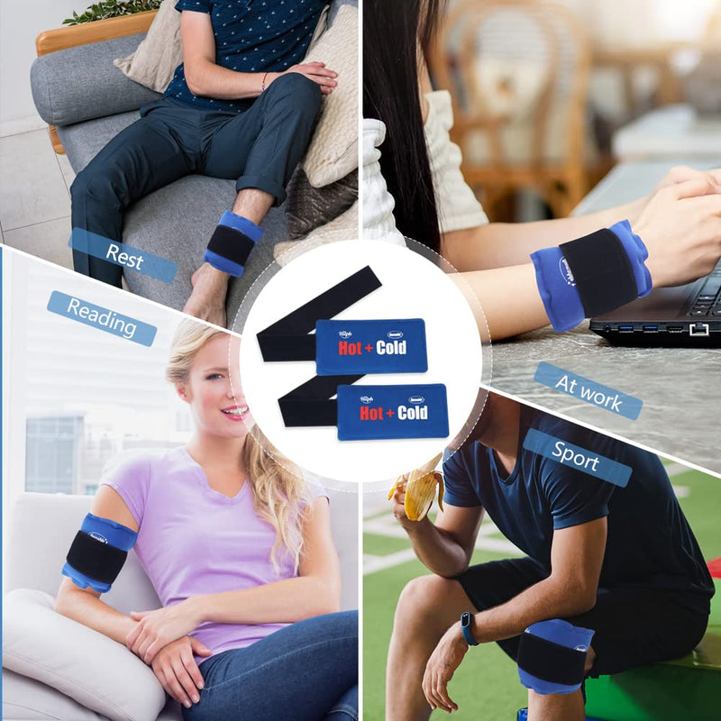Hilph®Gel Ice Pack for Sport Injury, 2 Packs Hot & Cold Pack Compress Wrap with Adjustable Strap for Pain Relief, Muscle Pain and Inflammation, Fits for Knee, Ankle, Wrist, Head, Arm - NewNest Australia