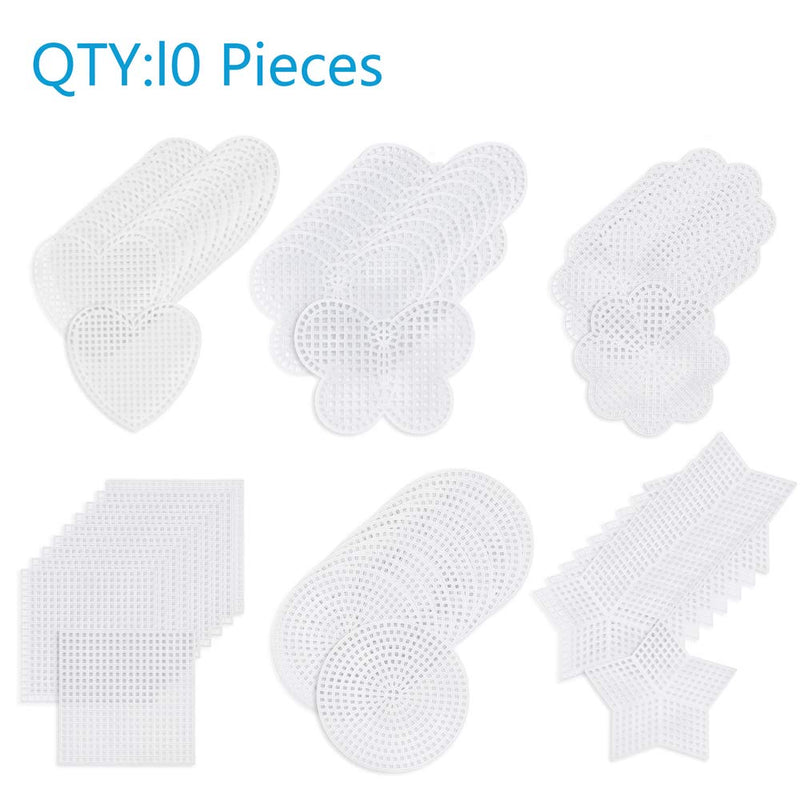 Pllieay 60 Pieces Mesh Plastic Canvas Kit Including 6 Shapes 3 Inch Clear Plastic Canvas, 12 Colors Acrylic Yarn and Tools for Embroidery Plastic Canvas Craft, Knit and Crochet Projects - NewNest Australia