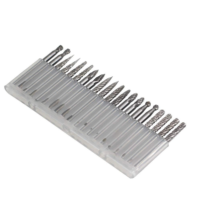 Carbide Burrs Set JESTUOUS 1/8 Shank Diameter Double Cut Tungsten Carbide Burs Rotary File Carving Grinding Bit for Die Grinder Rotary Drill Tool 20pcs - NewNest Australia