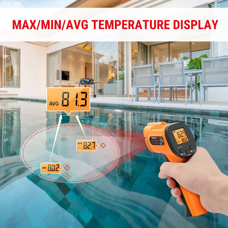 ThermoPro TP30 Digital Infrared Thermometer Gun Non Contact Laser Temperature Gun -58°F ~1022°F (-50°C ~ 550°C) with Adjustable Emissivity & Max Measure (NOT for Human Body Temperature) Classical Version 1 Laser - NewNest Australia