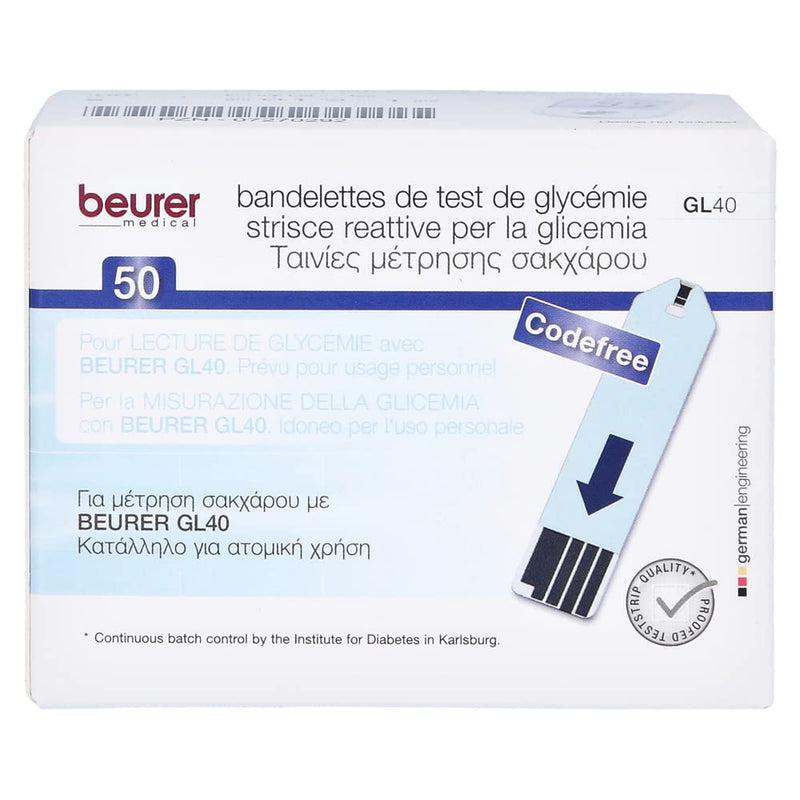 Beurer blood sugar test strips (for use with GL 40), 50 pieces - NewNest Australia