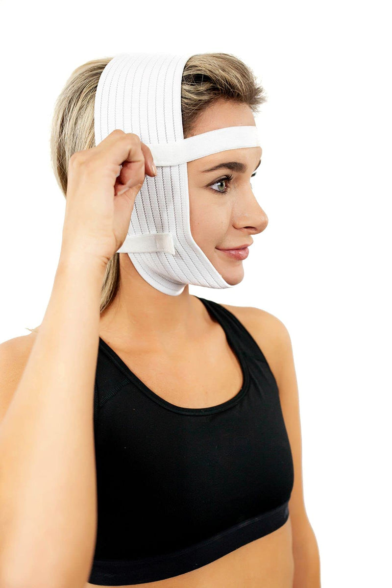 Compression Face Mask, Post Surgery Chin Compression Garment – Medical Head Wrap for Neck Lift Kit, Facial Surgery, Face Lift Kit, Chin Lift, Oral Maxilliofacial Surgery, TMJ Lockjaw and More (S20) - NewNest Australia