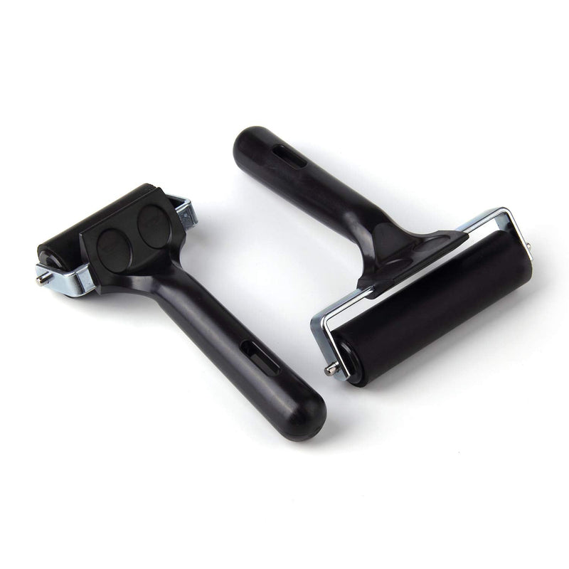 2Pcs Rubber Roller Brayer Rollers Hard Rubber 4 and 2.2 Inch for Printmaking (Black) by HRLORKC… 1pack 2.2inch+1pack 4inch - NewNest Australia