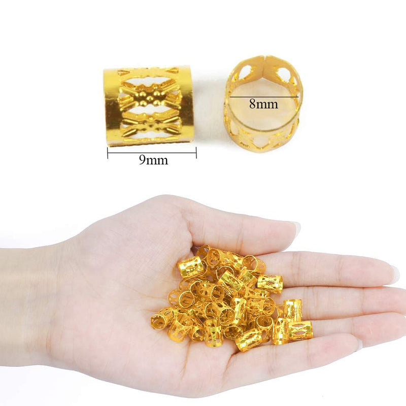 FOGAWA 120Pcs Aluminum Dread Locks Hair Jewelry Rings Gold Braid Beads Adjustable Metal Cuffs Hair Braid Rings Dreadlocks Braiding Beads Accessories for Women Girls Men Hair Decoration 8mm - NewNest Australia
