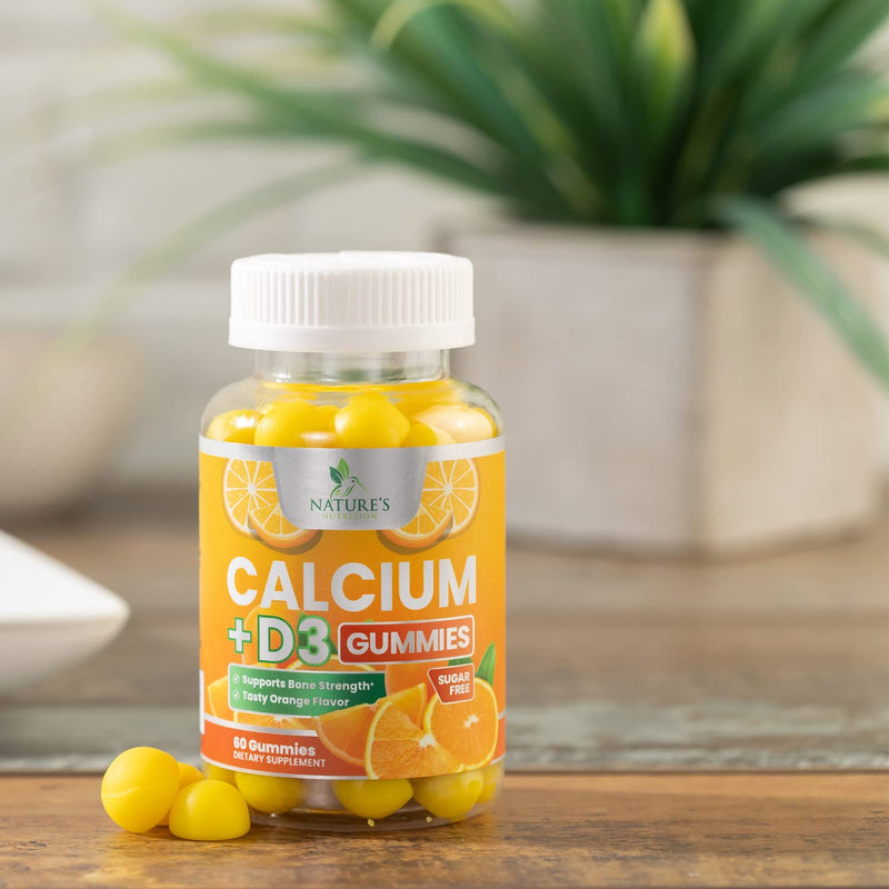 Calcium Gummies Sugar Free with Vitamin D3 - Highly Concentrated Calcium Carbonate and Vitamin D Gummy Chews Support Bones and Teeth - Non-GMO, Tasty Orange Flavor, for Everyone - 60 Gummies 60 Count (Pack of 1) - NewNest Australia