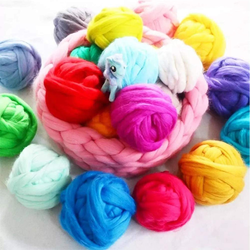 Jupean 3.53oz Wool Roving Yarn, Fiber Roving Wool Top, Wool Felting Supplies, 100% Pure Wool, Chunky Yarn, Spinning Wool Roving for Needle Felting Wet Felting DIY Hand Spinning Light purple - NewNest Australia