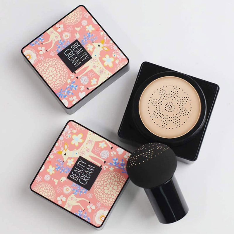 Mushroom Head Air Cushion Foundation CC Cream Water Feeling Flawless BB Cream Moisturizing Oil Control, Lightweight & Smoothing Natural Concealer (Natural) - NewNest Australia