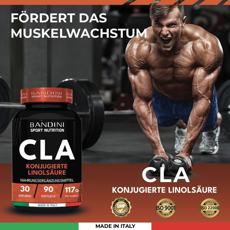 Bandini® CLA | 2400 mg CLA per daily amount | 90 softgels | Conjugated linoleic acid from 100% pure safflower oil | Fat burner, muscle building | Highly dosed, vegan, laboratory tested, without additives - NewNest Australia