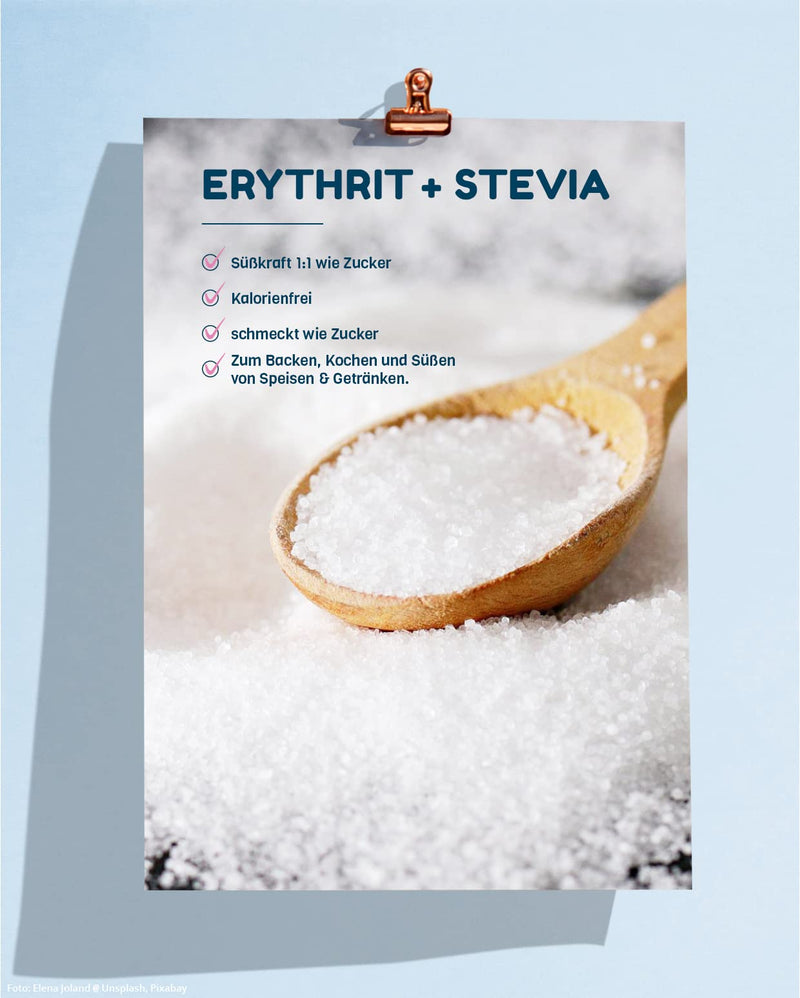 No Sugar Sugar Erythritol + Stevia Natural Sugar Substitute Without Calories 1:1 Sweetness Compared To Sugar, Without Taste, Healthy Alternative For Cooking, Baking, Sweetening (1 Kg Resealable Can) - NewNest Australia