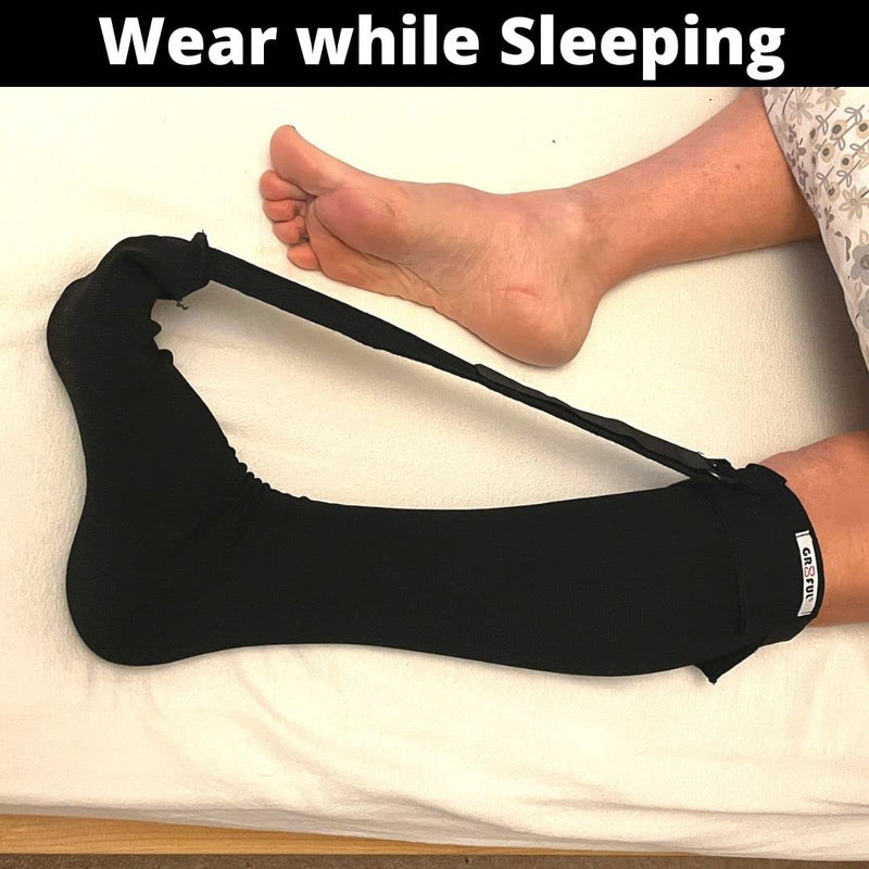 gr8ful® Plantar Fasciitis Night Sock Brace | Dorsal Splint Compression Socks for Achilles Tendonitis & Plantar Fasciitis Treatment | Provides a gentle stretch overnight | Lightweight | Black (l/xl) L - NewNest Australia