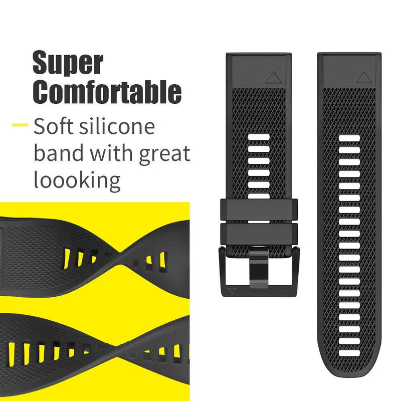 Notocity Compatible Fenix 5X Band 26mm Width Soft Silicone Watch Strap for Fenix 6X/Fenix 7X/Fenix 5X Plus/Fenix 6X Pro/Fenix 3/Fenix 3 HR/Tactix/Descent MK1/D2 Delta PX/D2 Charlie-3pcs 3P1 - NewNest Australia