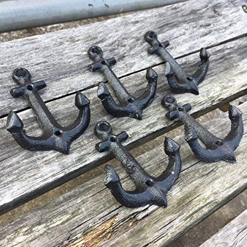 NewNest Australia - storeka Nautical Cast Iron Ship Anchor Weathered Nautical Wall Hooks Coat Hook, Screws Included (5 PCS) 5 PCS 