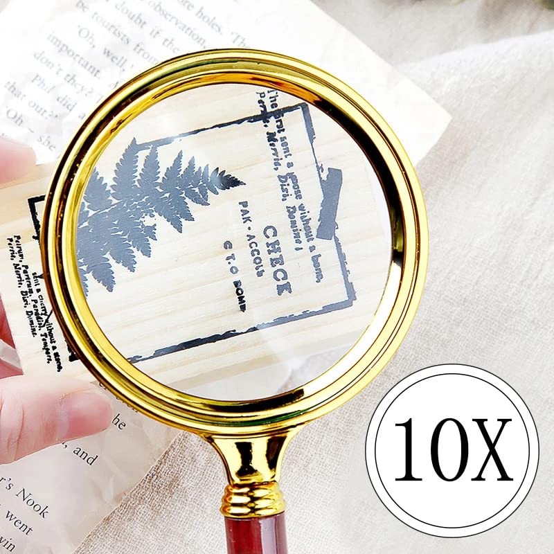 Hand Magnifier Reading Magnifying Glass With Imitation Mahogany Handle, 70 Mm, Books Reading Old People, Research Equipment For Children, Observation Of Plants And Insects Outdoors, High Resolution, 10 X - NewNest Australia