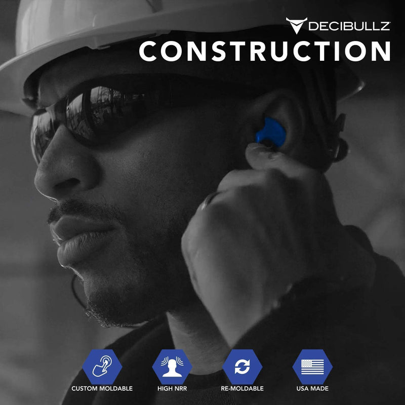 Decibullz - Custom Molded Earplugs, 31dB Highest NRR, Comfortable Hearing Protection for Shooting, Travel, Work and Concerts Blue - NewNest Australia