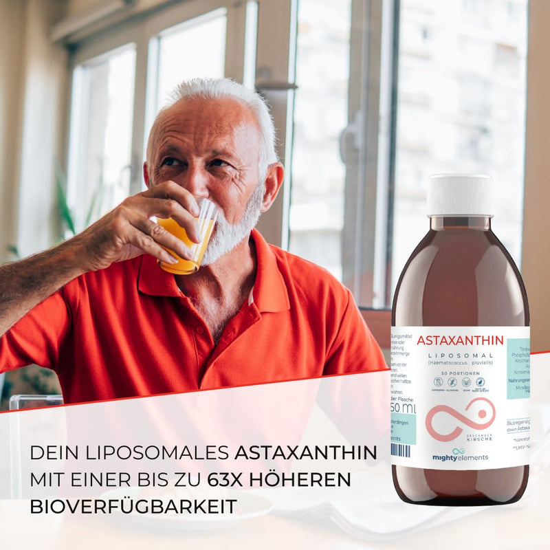 Mighty Elements Liposomal Liposomal Astaxanthin 8 mg, 250ml liquid, glass bottle, 50 servings, vegan, cherry flavor, high bioavailability, high dosage - NewNest Australia