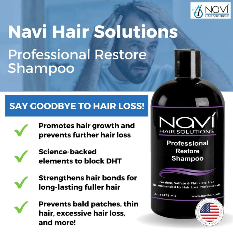 Navi Professional Strength Hair Loss Shampoo for Hair Growth, DHT Blocker Shampoo for Thinning Hair, Paraben Sulfate Free Blend w Biotin Keratin and Vitamin E, Hair Regrowth for Men and Women, 16 oz - NewNest Australia