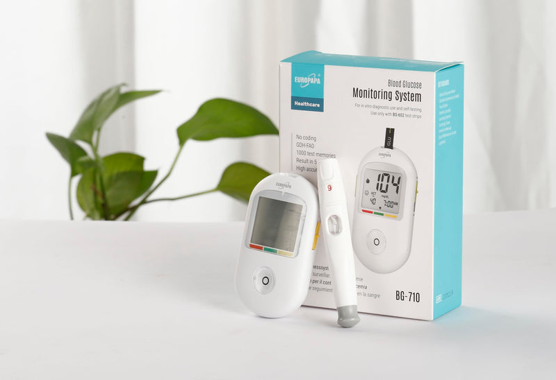 Europapa Blood Glucose Monitor With 10 Blood Glucose Test Strips And 10 Blood Lancets And Lancing Device, Blood Glucose Measuring System Diabetes Set Mg/Dl For Blood Sugar Self-Control (White) - NewNest Australia