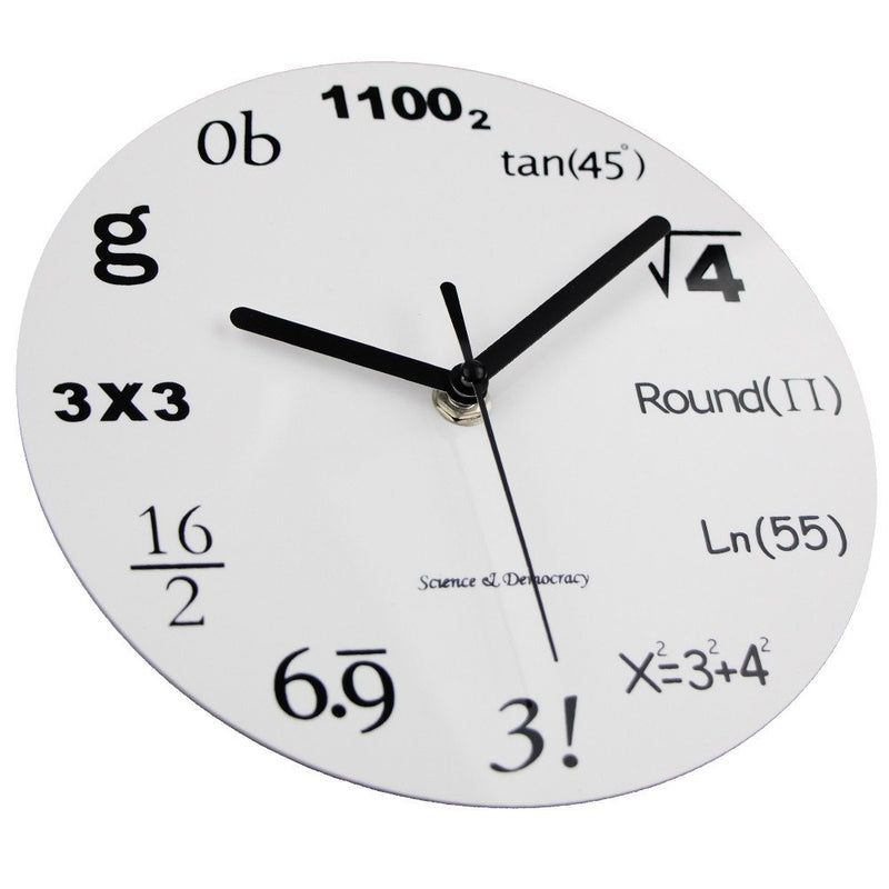 NewNest Australia - Timelike Math Clock, Unique Wall Clock Modern Design Novelty Maths Equation Clock - Each Hour Marked by a Simple Math Equation (12"(30CM)) 12"(30CM) 