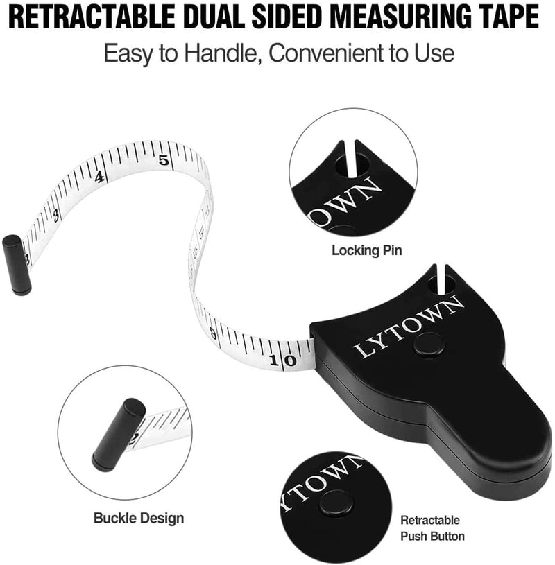 4PCS Body Measure Tape, Automatic Telescopic Tape Measure, Accurate Measuring Tape for Body, Body Measurement Tape for Tracking Weight Loss Muscle Gain, Tailor, Sewing, Clothes Black - NewNest Australia