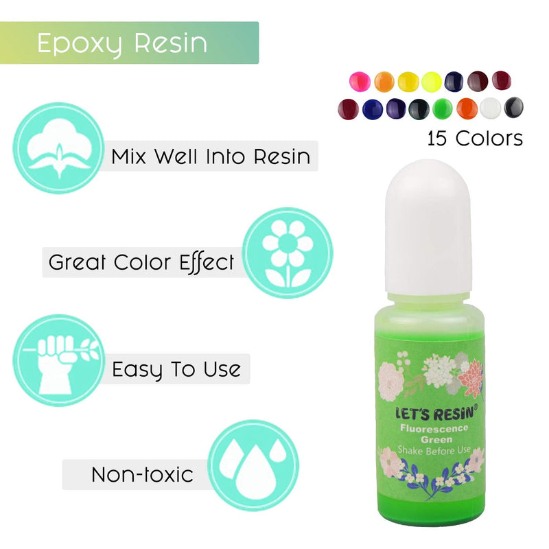 LET'S RESIN Epoxy Resin Dye,15 Color Translucent Epoxy Resin Pigment,Non-Toxic Concentrated Epoxy Resin Paint Each 0.35oz,Liquid Resin Colorant for Resin Coloring,Epoxy Resin,Resin Molds - NewNest Australia