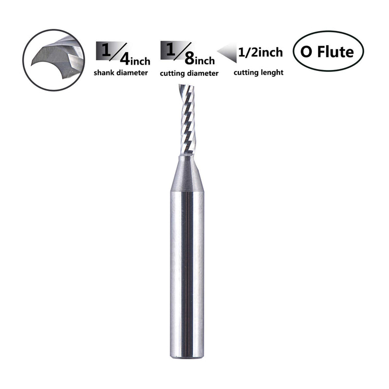 SpeTool O Flute UpCut 1/8" X 1/2" Carbide End Mill Single Flute Spiral CNC Router Bit Aluminum Acrylic Woodworking Cutter - NewNest Australia