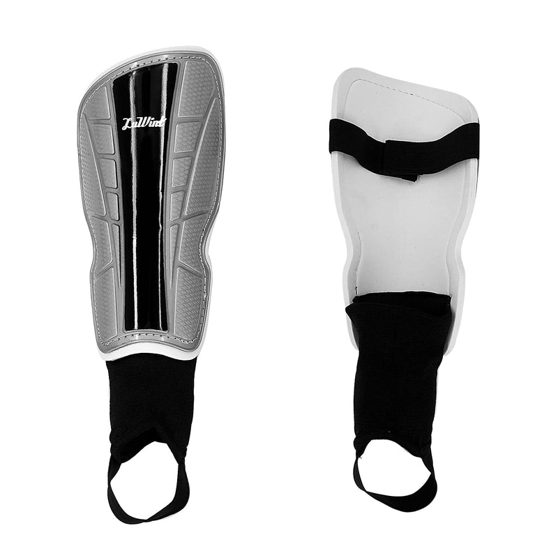 Luwint Kids Soccer Shin Guards with Ankle Protection, Comfortable Child Calf Pads Protective Gear Soccer Equipment for 8-12 Yrs Silver+Black Small - NewNest Australia