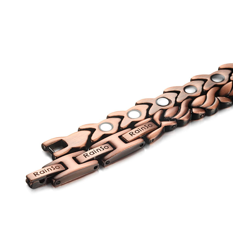 RainSo Womens Pure Copper Magnetic Therapy Bracelets for Arthritis Wristband with 3 Smarter Buckle Adjustable Petal - NewNest Australia