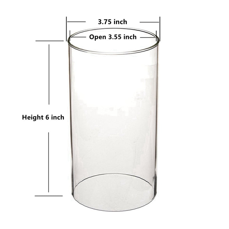 NewNest Australia - SGLED Clear Candle Holder, Glass Chimney for Candle Open Ended, Internal Diameter 3.55", External Diameter is 3.75", Height 6" (2 Packs) H6" 