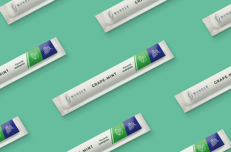 Wonder Toothpicks With Flavor, 100 X Toothpicks, Individually Packed, In 7 Refreshing Varieties, Gentle Oral Hygiene, Fresh Breath, Individually Packed Toothpicks With Flavor (Grape/Mint) - NewNest Australia