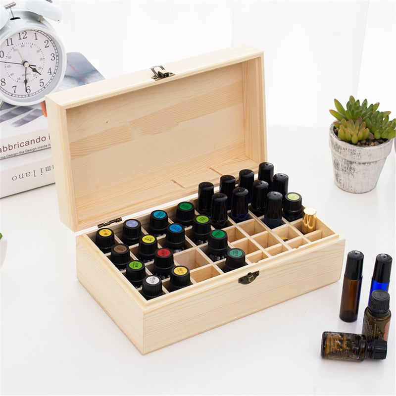 Beunyow 36 Holes Portable Wooden Aromatherapy Gift Box Essential Oils Bottles Box Storage Case Box - Suitable For Nail Polish, Fragrance Oils, Essential Oil, Stain And Lipstick - NewNest Australia