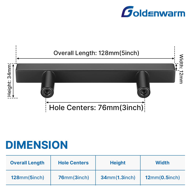 5Pack 3 Inch Black Cabinet Handles Matte Black Dresser Pulls Black Kitchen Cabinet Handles - goldenwarm LSJ22BK76 Cupboard Drawer Handle Pulls Modern Black Hardware, 76mm Hole Centers 5 3in Hole Centers - NewNest Australia