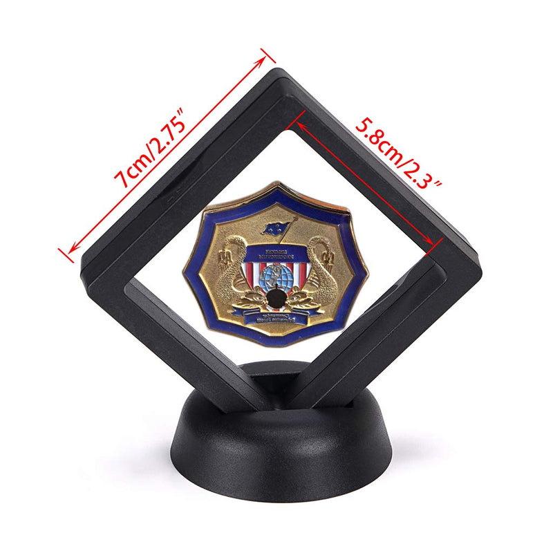 NewNest Australia - Skelang 3D Floating Display Case Display Stand Holder Suspension Frame for AA Medallion, Antique，Challenge Coin, Chip, Jewelry, Pin (2.75"×2.75"×0.75") 