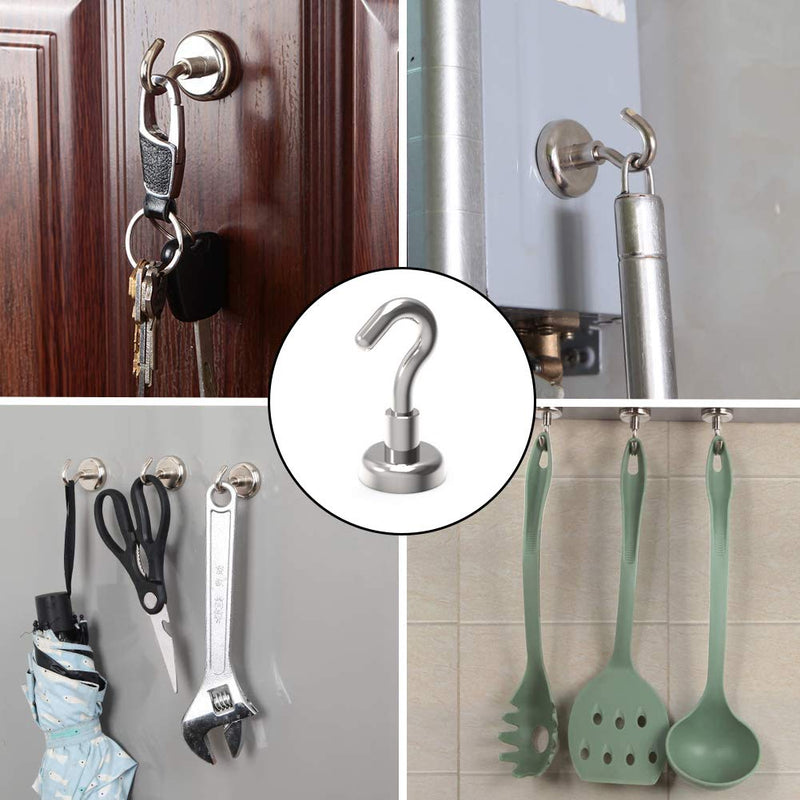 THCMagorilla Magnetic Hooks Strong Neodymium Rare Earth Magnet Hooks for BBQ Fridge Cruise Keys Refrigerator whiteboard Kitchen Indoor Hanging Coat and Office 22LBS Silver Pack of 15 E16 15 packs - NewNest Australia
