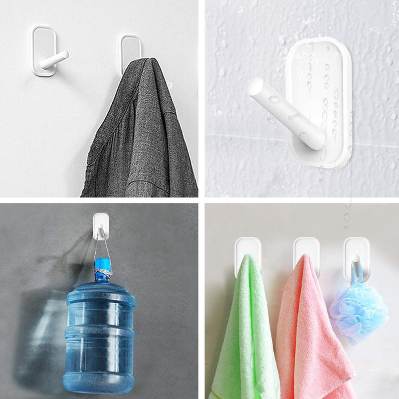 NewNest Australia - Adhesive Hooks, Heavy Duty Wall Hooks, Towel Hooks for Bathrooms 6 Value Pack, Clear Frosted Strips Hooks White Decorate, Sticky Hook for Backpack, hat, Scarf, Belt, Hanging Coats, Water-Resistant 6 Pack 