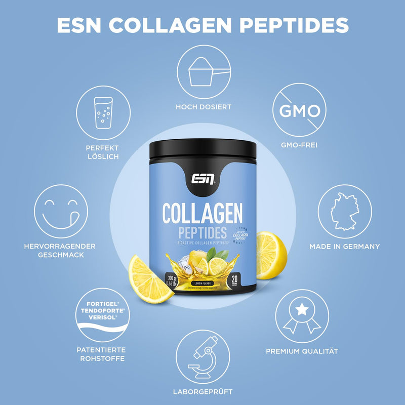 ESN Collagen Peptides, 300g Lemon Single Lemon 20 portions (pack of 1) - NewNest Australia