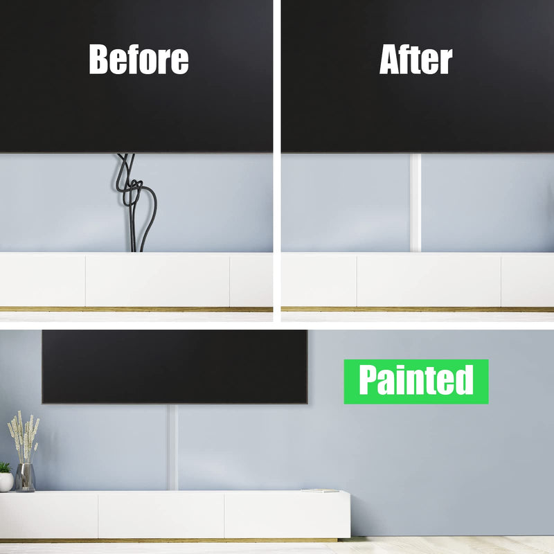 Cord Cover Raceway Kit, Wire Covers for Cords Wall Mount TV, Paintable Cable Concealer, Cable Hider Wall Strips, TV Cord Hider Wall Mounted TV, Cable Management Wall, 6X15.7" x 1.18" x 0.67" Large White - NewNest Australia