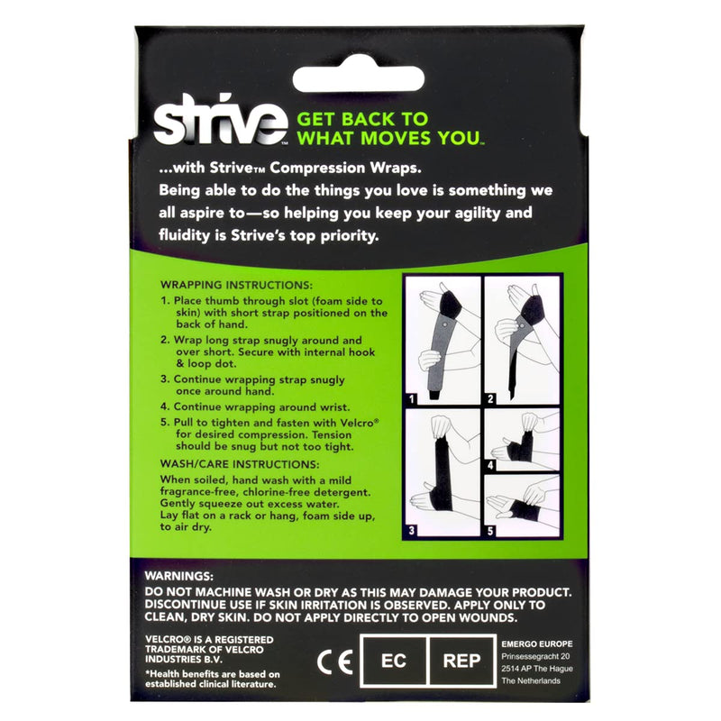 Strive Left Wrist Compression Wrap | Joint Pain Relief and Muscle Recovery for Sports and More | For Men or Women | Reusable | Made in the USA Wrap - Left Wrist - NewNest Australia