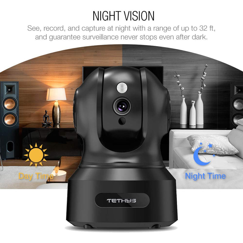 TETHYS Wireless Security Camera 1080P Indoor [Work with Alexa] Pan/Tilt WiFi Smart IP Camera Dome Surveillance System w/Night Vision,Motion Detection,2-Way Audio,Cloud for Home,Business, Baby Monitor - NewNest Australia
