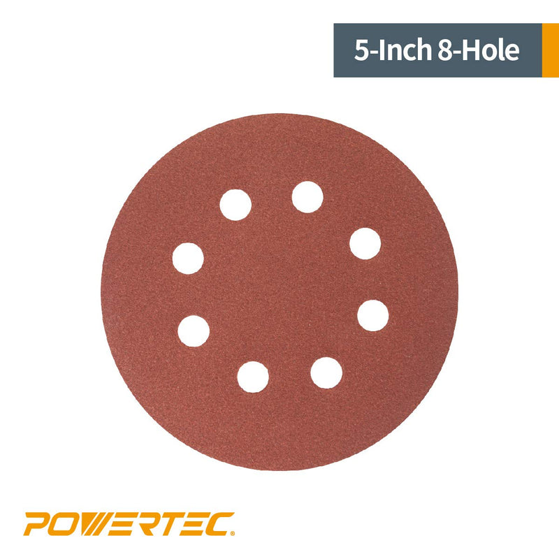 POWERTEC 45004 A/O Hook and Loop 8 Hole Disc, 5-Inch, 40 Grit, 25 PK - NewNest Australia