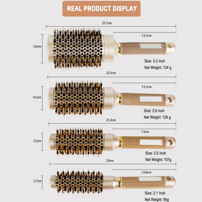 TEEROVA Ceramic & Ionic Round Barrel Hair Brush with Boar Bristle, Best Roller Hairbrush for Blow Drying, Curling&Straightening, Volume&Shine (2.1") 2.1 Inch - NewNest Australia