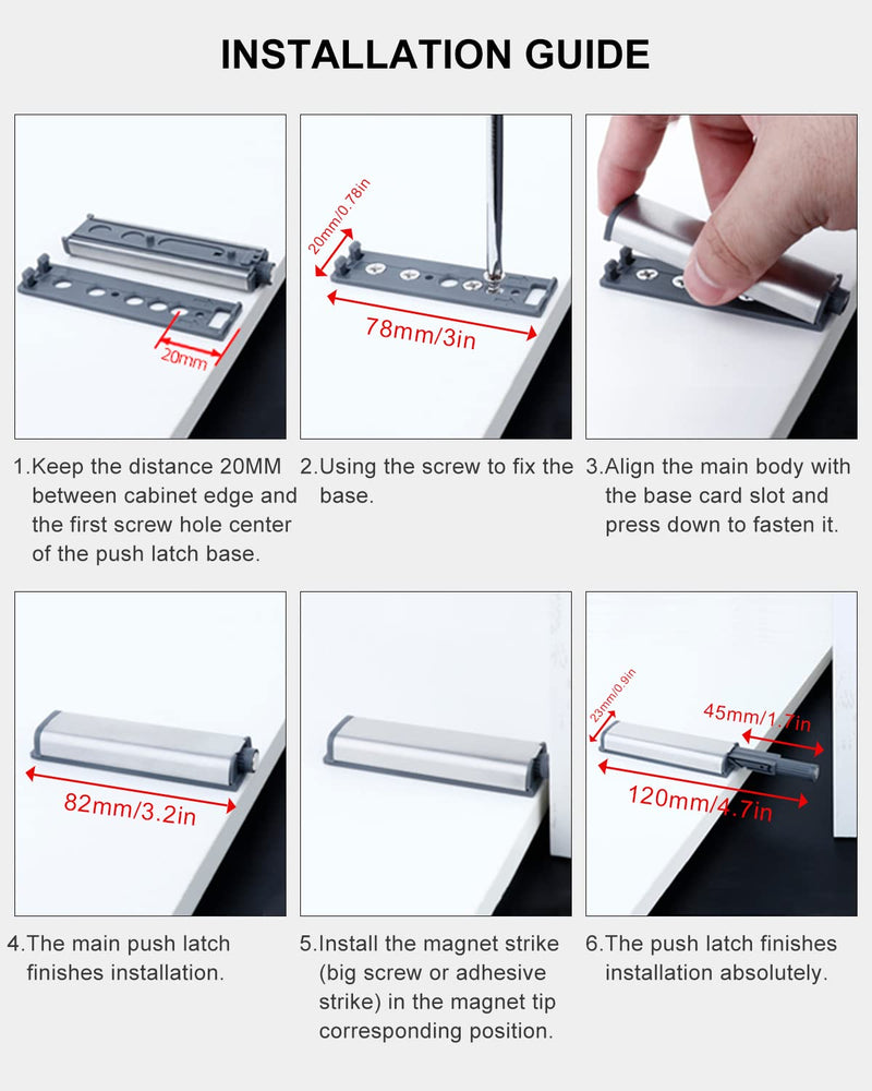Magnetic Push Latches for Cabinets Jiayi 6 Pack Push to Open Cabinet Hardware Push Touch Latch Kitchen Door Push Release Latch for Drawer Closure Push Catch Pop Out Latch - NewNest Australia