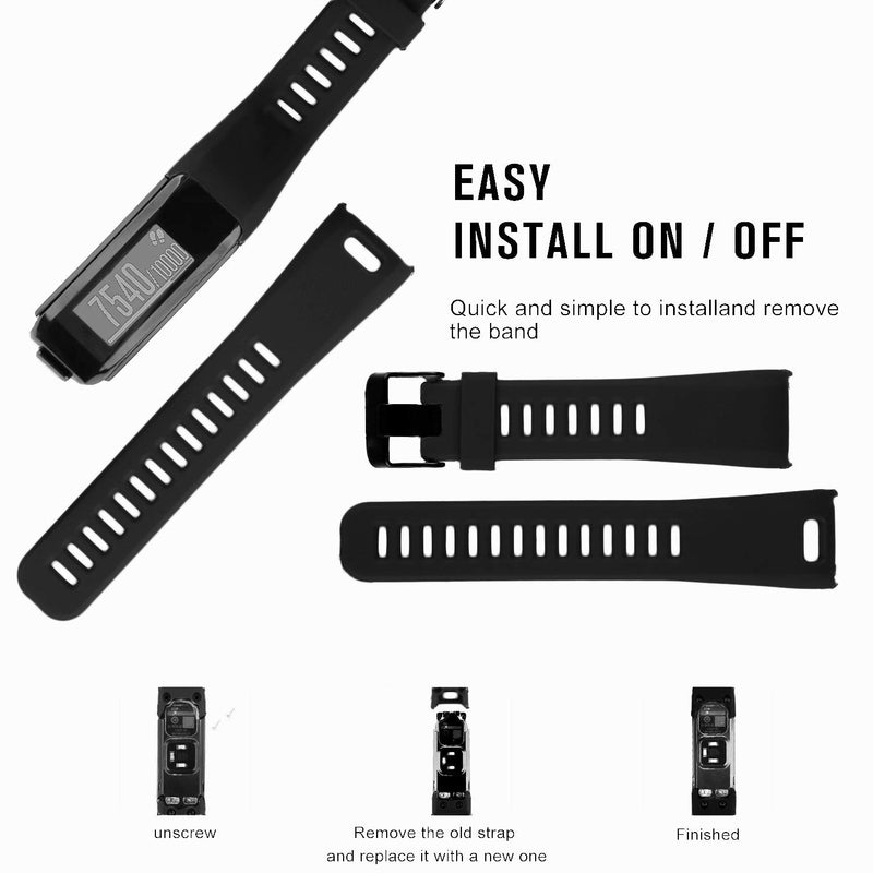 Wizvv Compatible Bands Replacement for Garmin Vivosmart HR, With Metal Buckle Fitness Wristband Strap (8 Colors) Black Regular - NewNest Australia