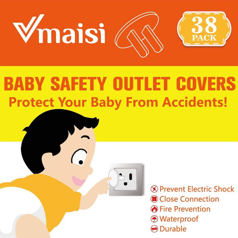 38 Pack Outlet Covers ChildProof Plug Protector - Vmaisi Baby Proofing Electrical Safety Outlet Plugs - NewNest Australia