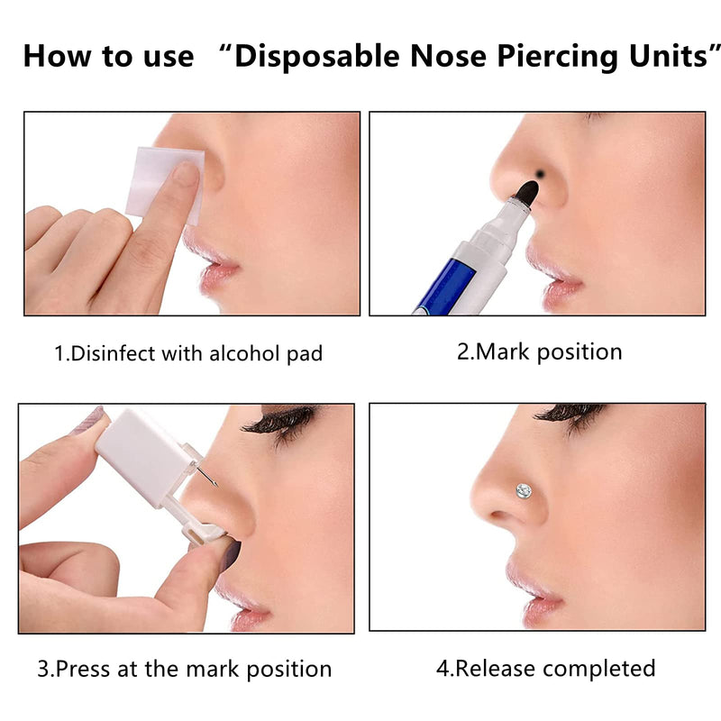 Nose Piercing Kit - 3 Pack Self Nose Piercing Gun, Disposable Safety Nose Percinging Kit with Nose Rings Stud Nose Piercings Gun Kit Tool - NewNest Australia
