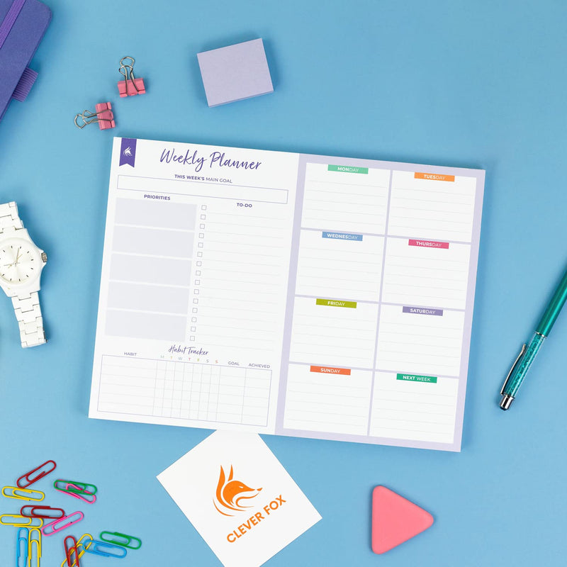Clever Fox Weekly Desk Planner – Desktop Weekly To Do List Notepad & Planning Pad for Boosting Productivity, 50 Tear Off Weekly Journal Sheets, Size: 8.5" x 11" – Lavender A4 (8.5" x 11") - NewNest Australia